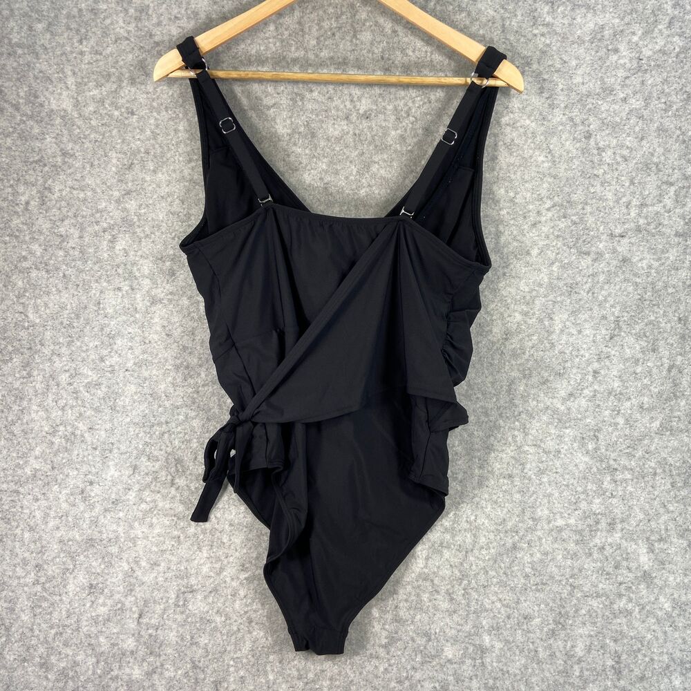 Birdsong Bondi Wrap Underwire One Piece Black Swimsuit V Neck‎ Womens 14 D/DD - Picture 9 of 13